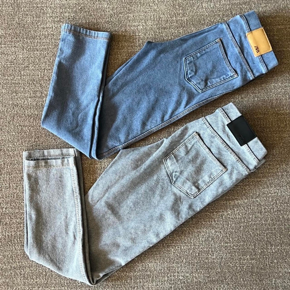 Girls denim pull on skinny jean Zara both size 7 light wash, gray and blue